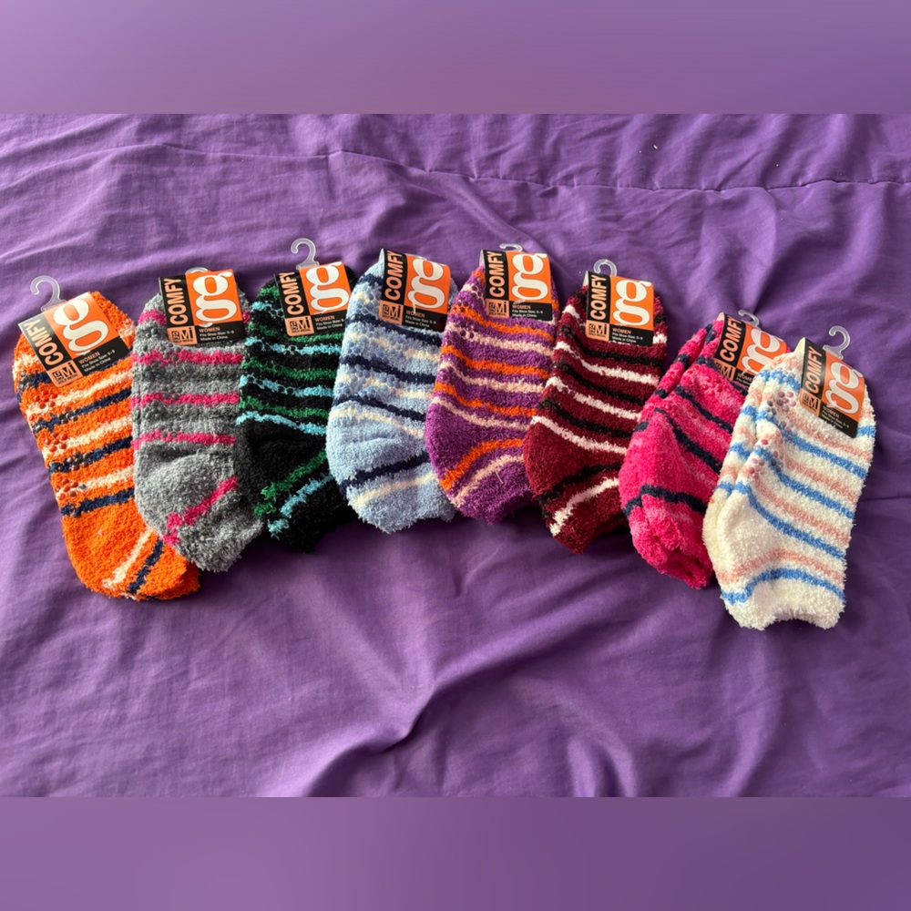 GMI: Women's Non-Skid Slipper Socks, Soft & Comfy Fuzzy Socks, 8-Pack, Size: 5-9